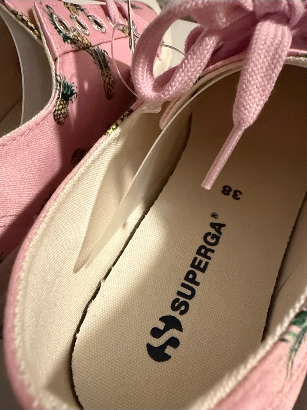 Superga Pink Canvas Pineapple Print Low-Top Sneakers - Picture 6 of 6